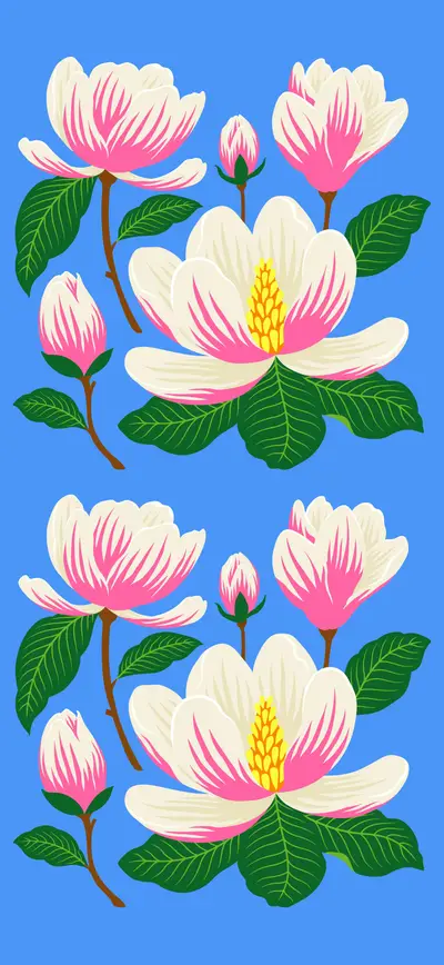 blue bold magnolia pink floral