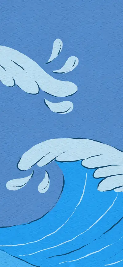 blue cartoon ocean waves illustrated