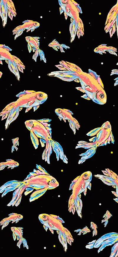 colorful goldfish dark black indie