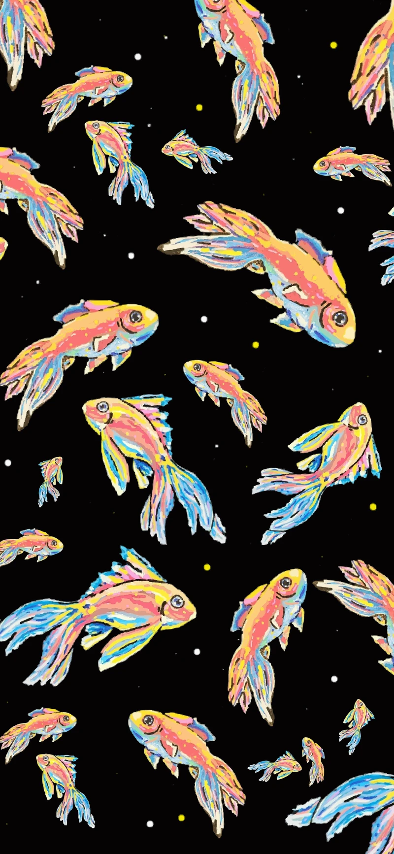 colorful goldfish dark black indie