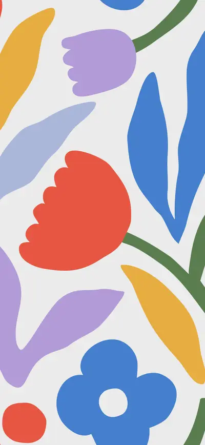 colorful retro tulips bold floral pattern