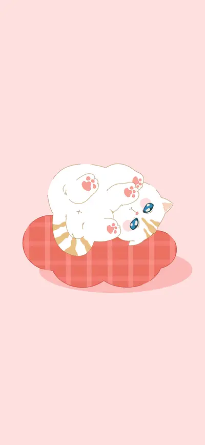 cute kawaii cat pastel pink cushion