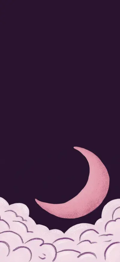 dark purple pink crescent moon clouds