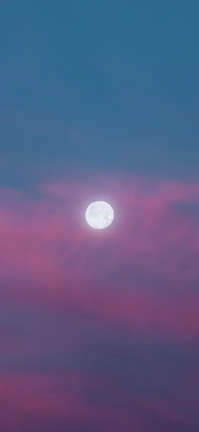 dreamy full moon pink blue clouds