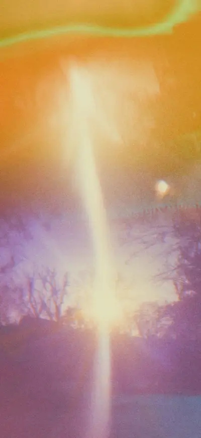 dreamy orange purple light leak trees