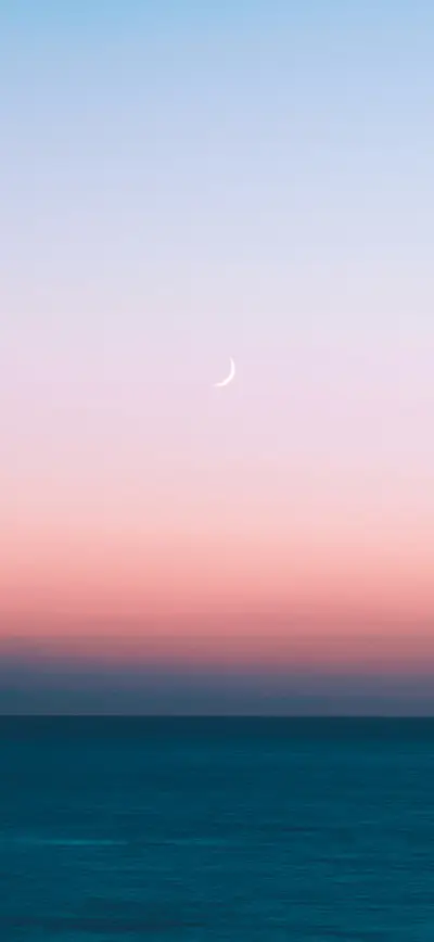 dreamy pastel sunset crescent moon ocean