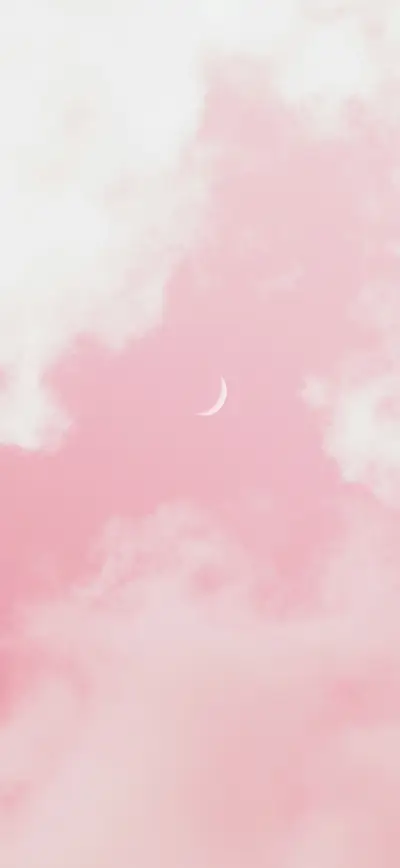 dreamy pink clouds crescent moon