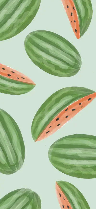 pastel green watermelon summer illustration