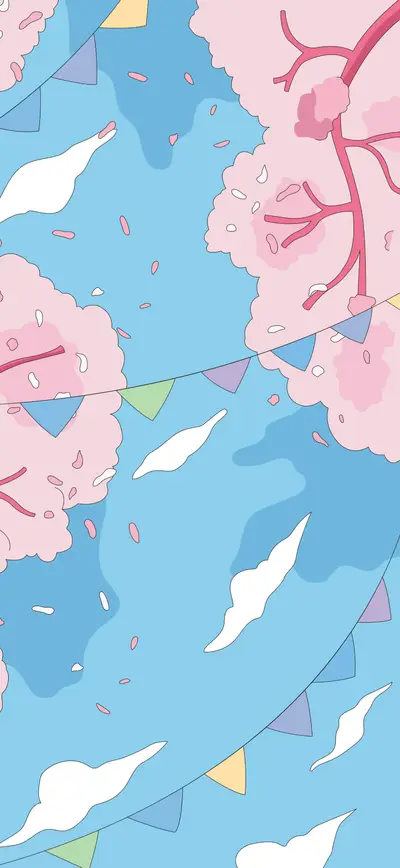 pastel pink cherry blossom blue sky