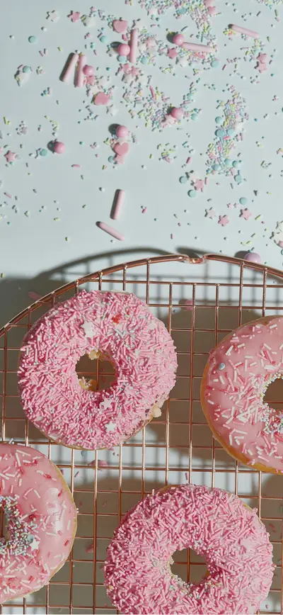 pastel pink donuts sprinkles sweet