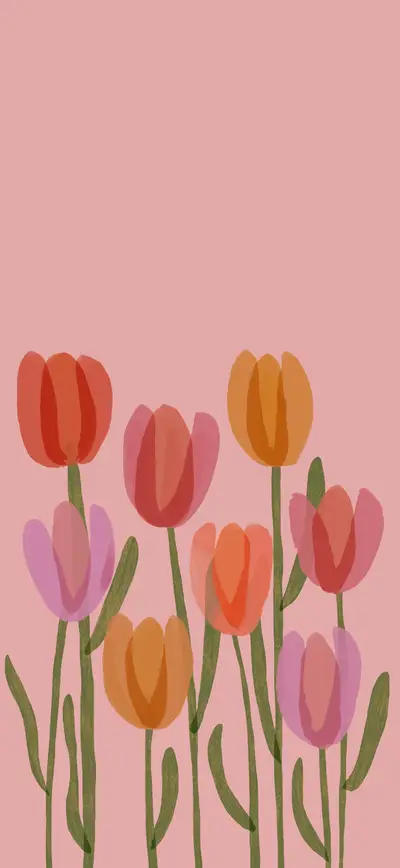 pastel pink illustrated tulips spring