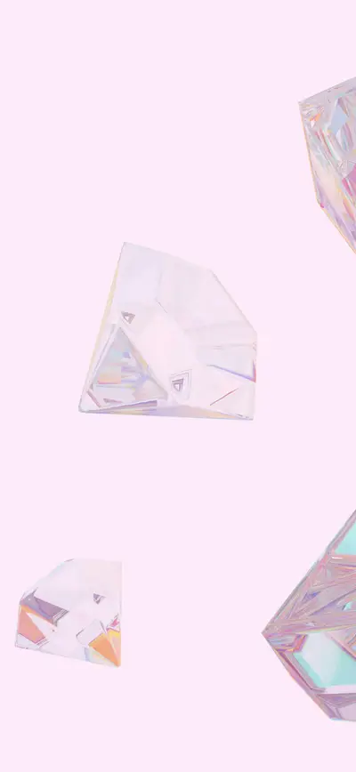 pastel pink iridescent crystal gems
