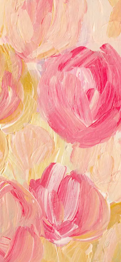 pastel pink oil paint flowers