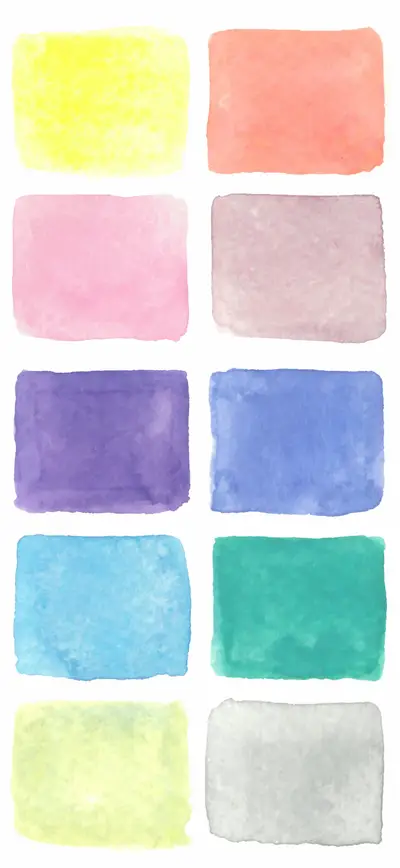 pastel watercolor swatches rainbow palette