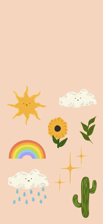 peach cute weather stickers aesthetic