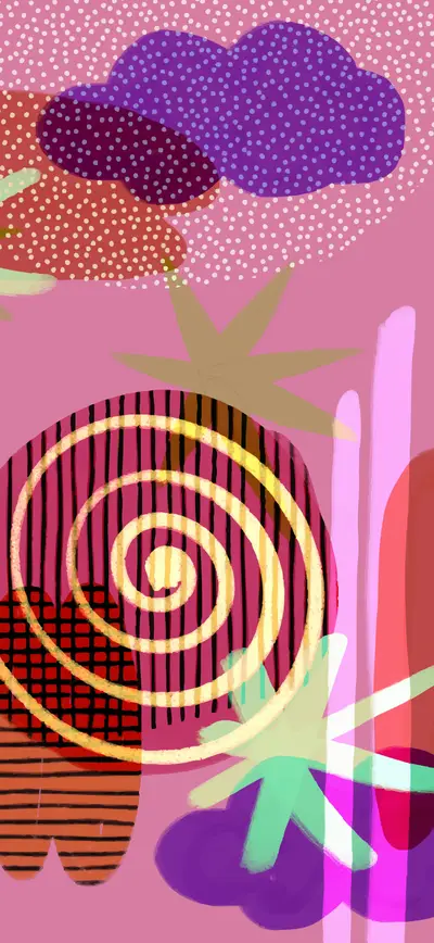 pink purple abstract collage swirl pattern