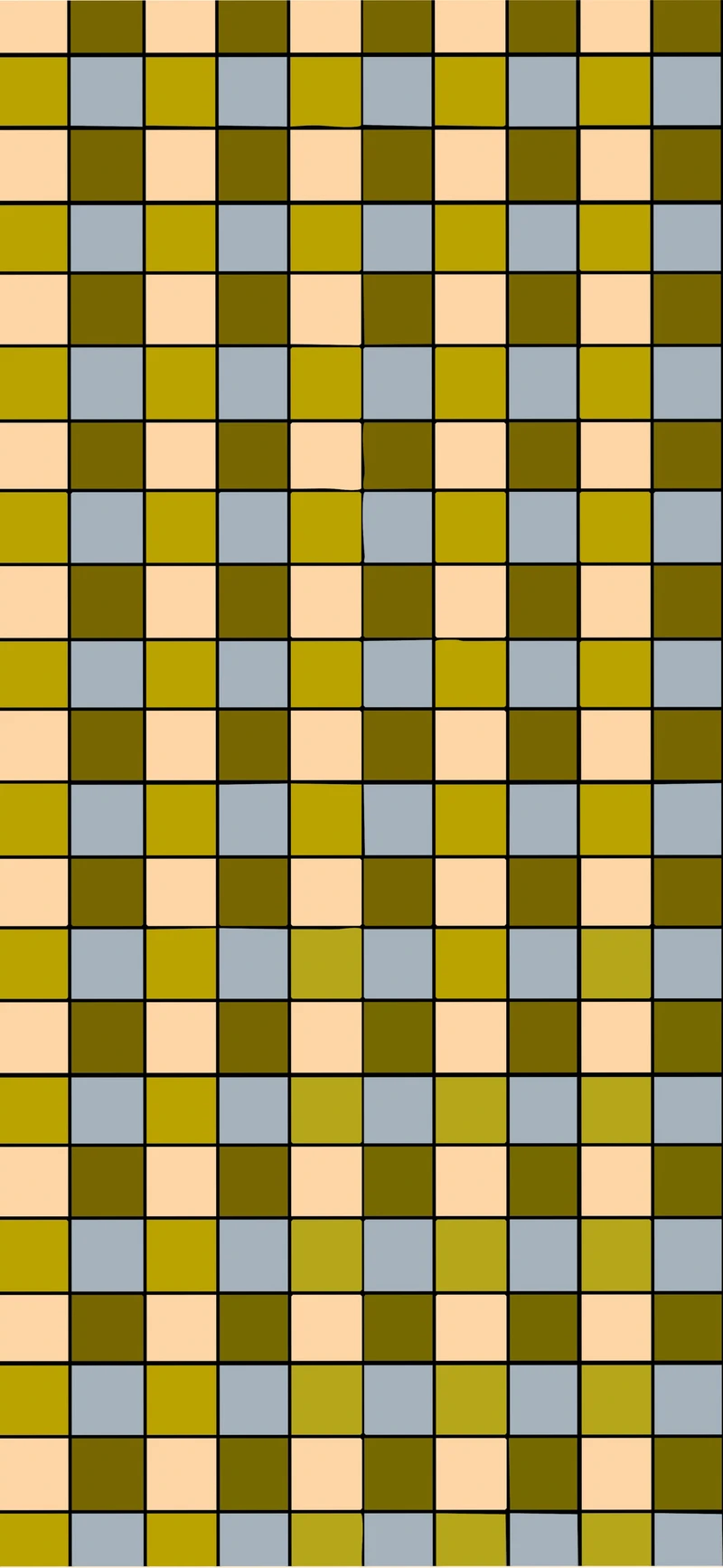 retro olive peach blue grid tiles