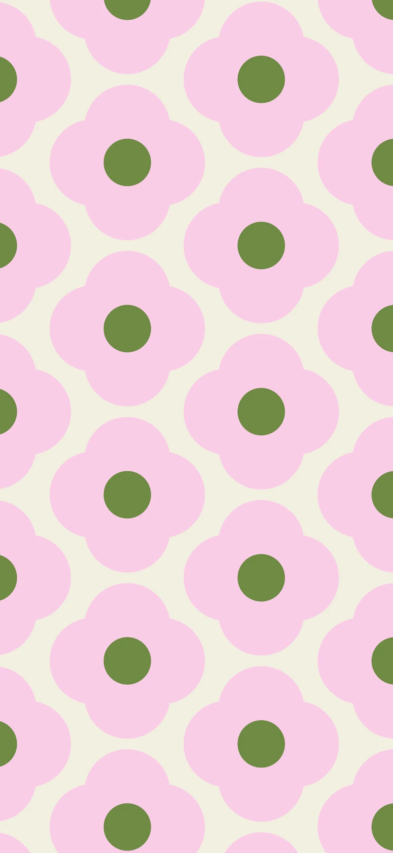 retro pink daisy green pattern