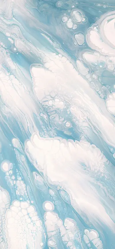 soft blue white fluid pour art
