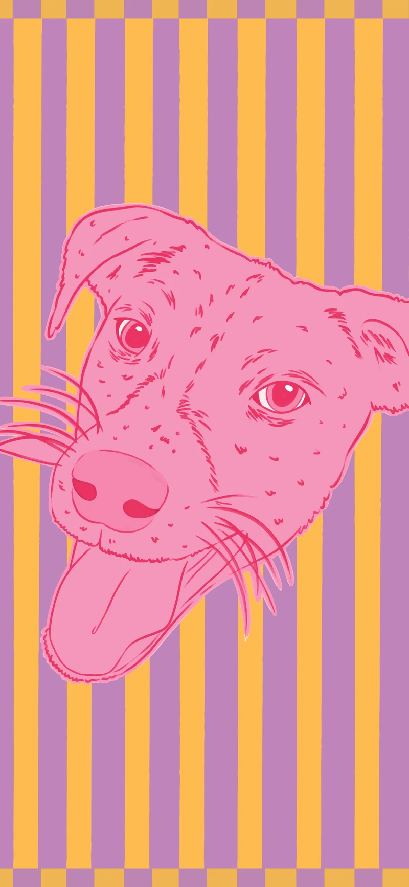 y2k pink dog purple yellow stripes