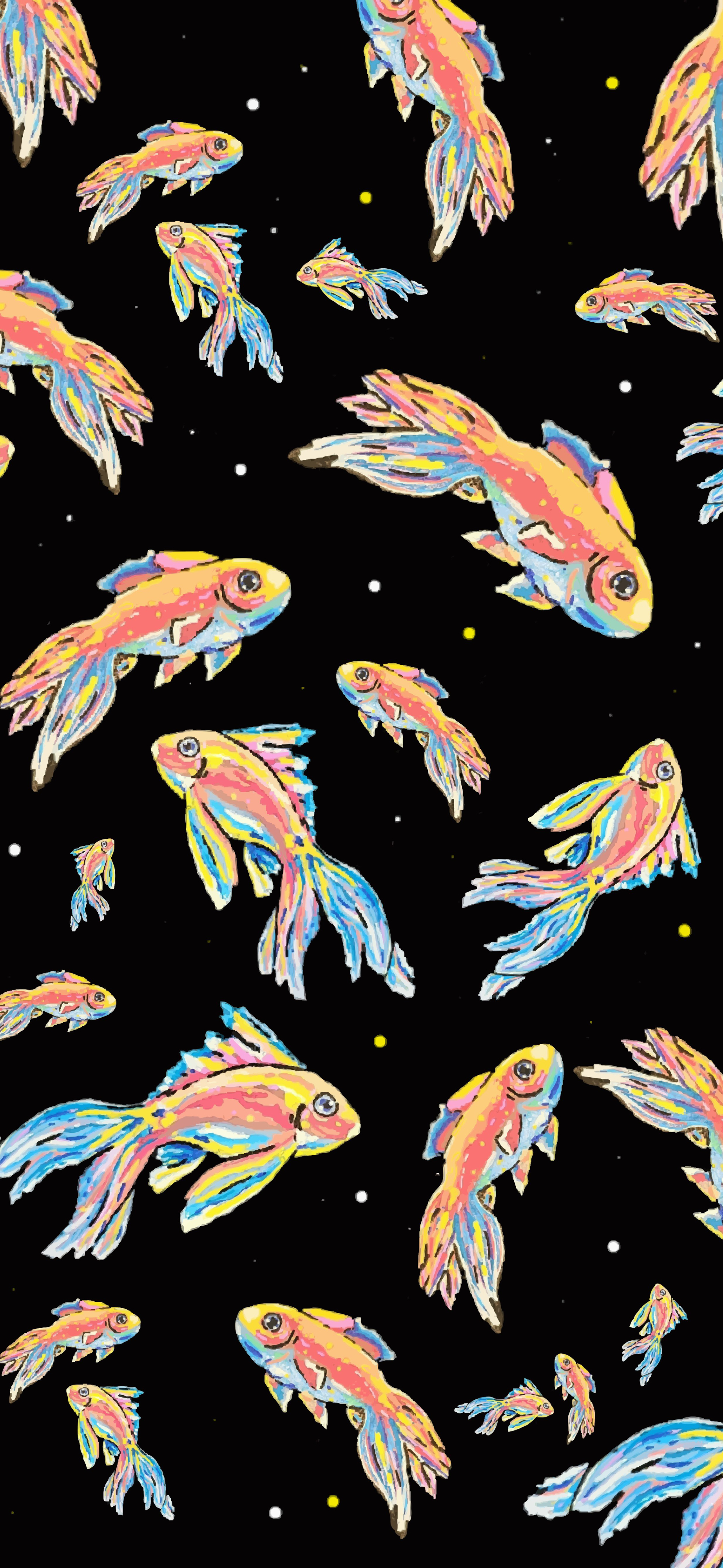 colorful goldfish dark black indie