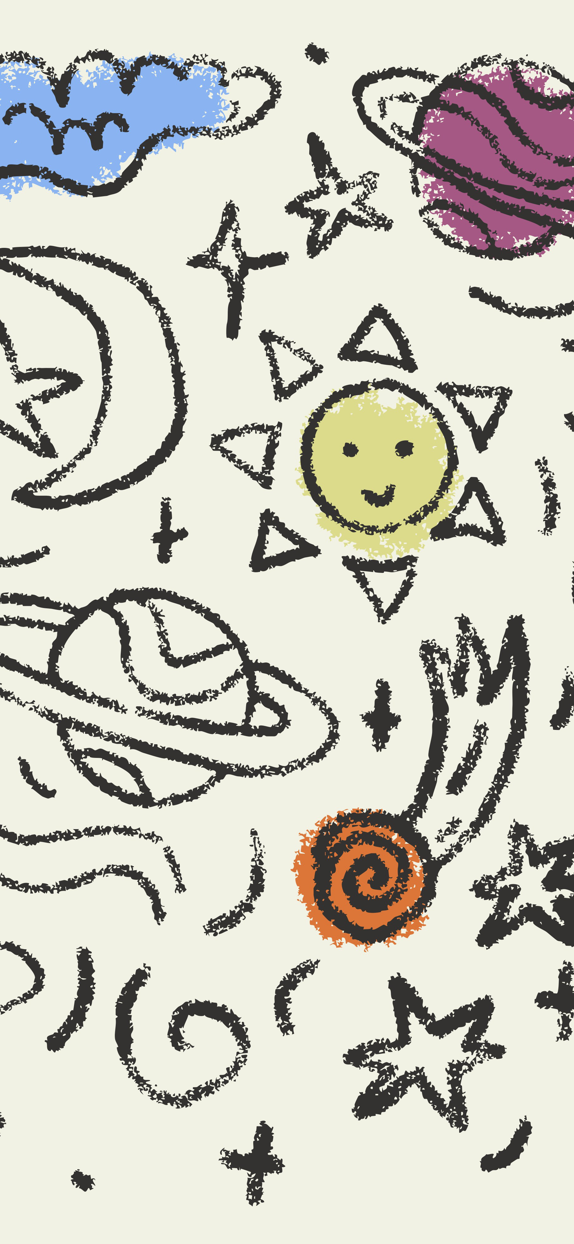 crayon doodle space cream whimsical