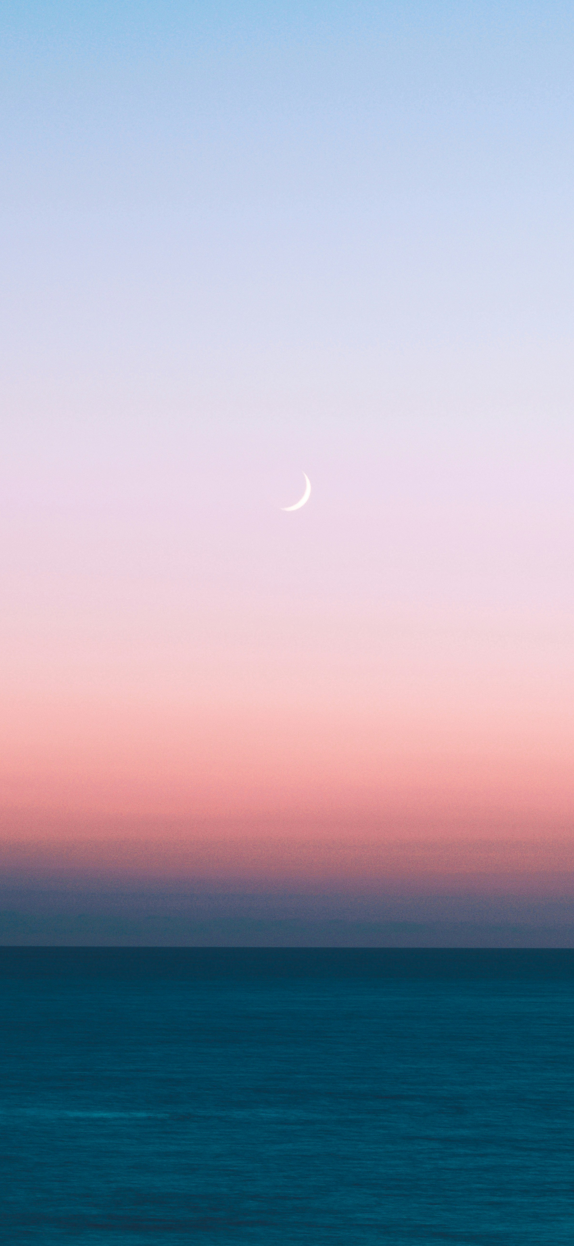 dreamy pastel sunset crescent moon ocean