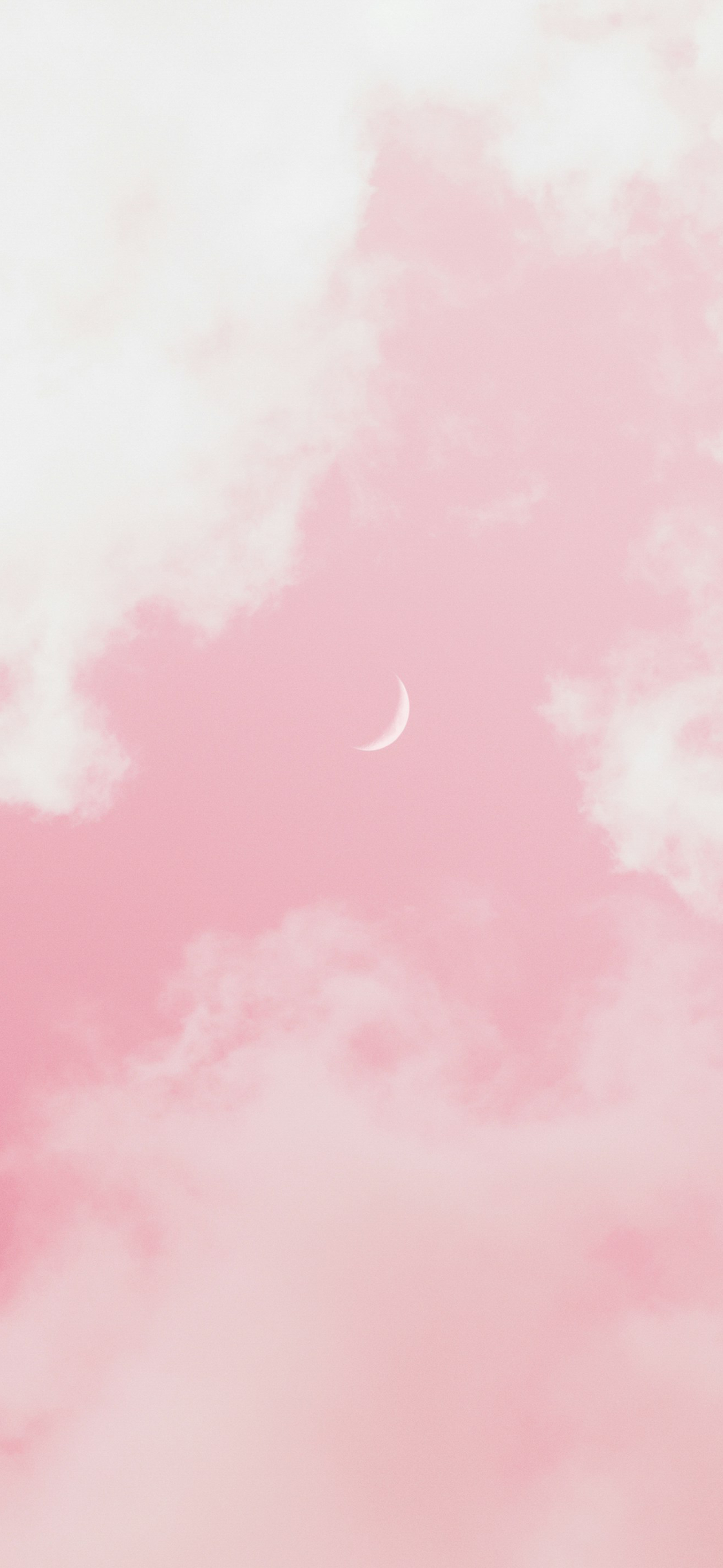 dreamy pink clouds crescent moon
