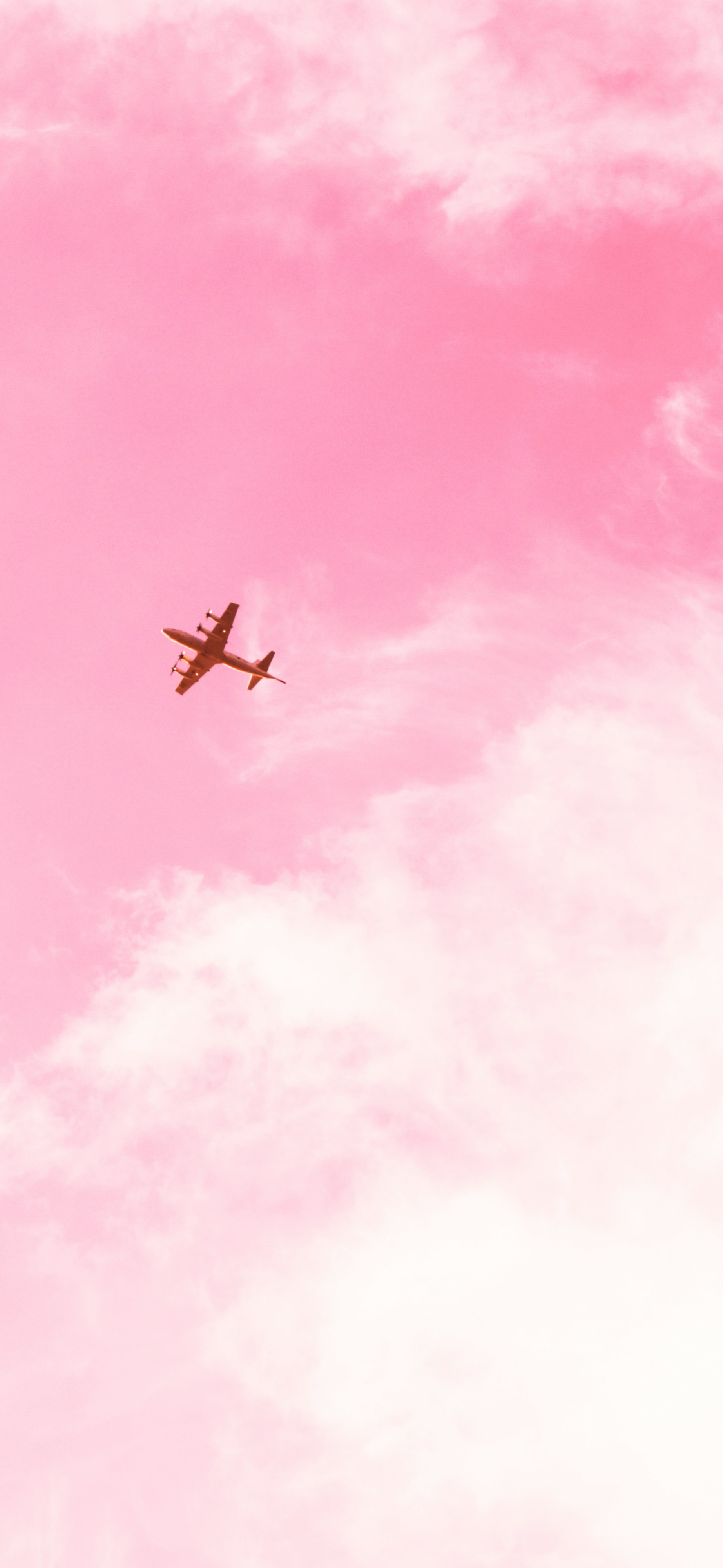 dreamy pink sky airplane clouds