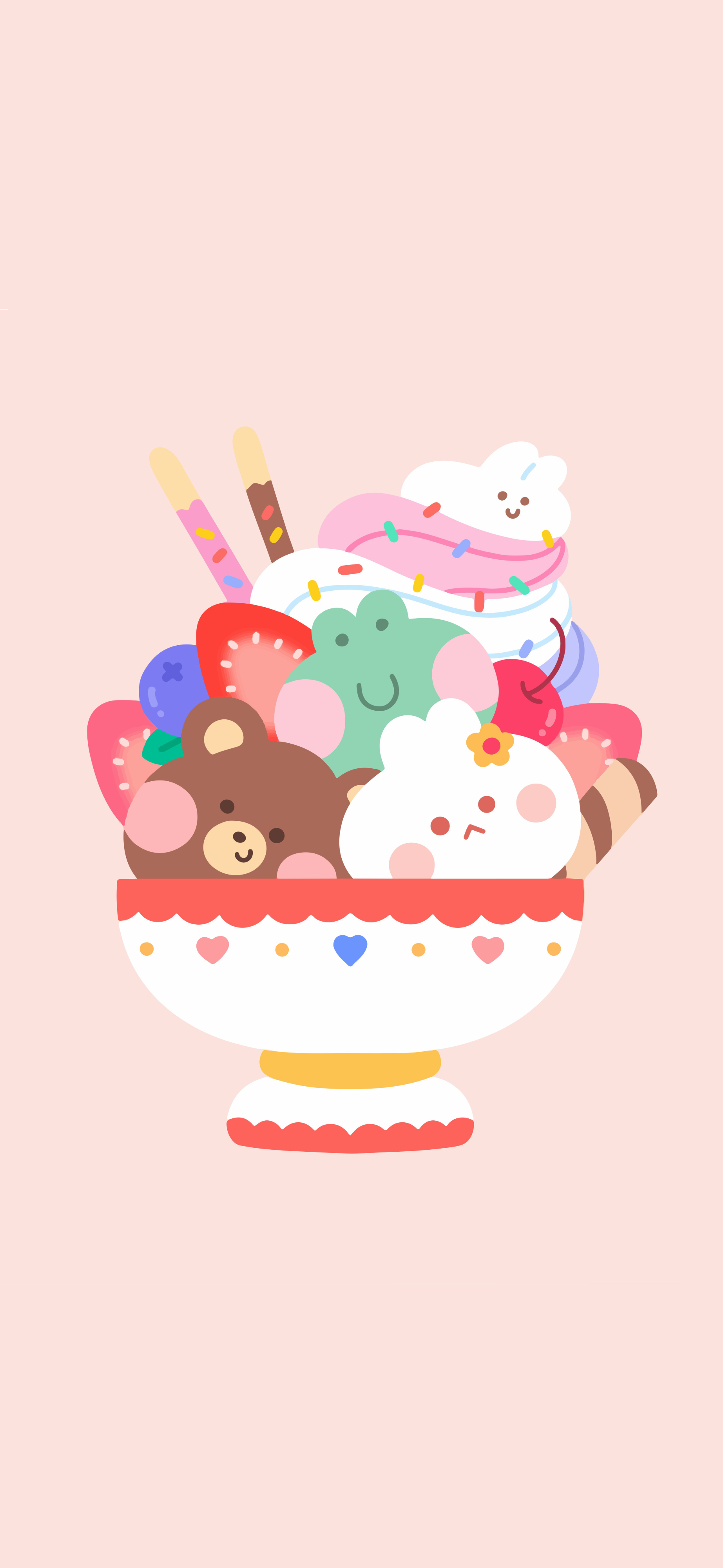 kawaii pastel pink ice cream sundae