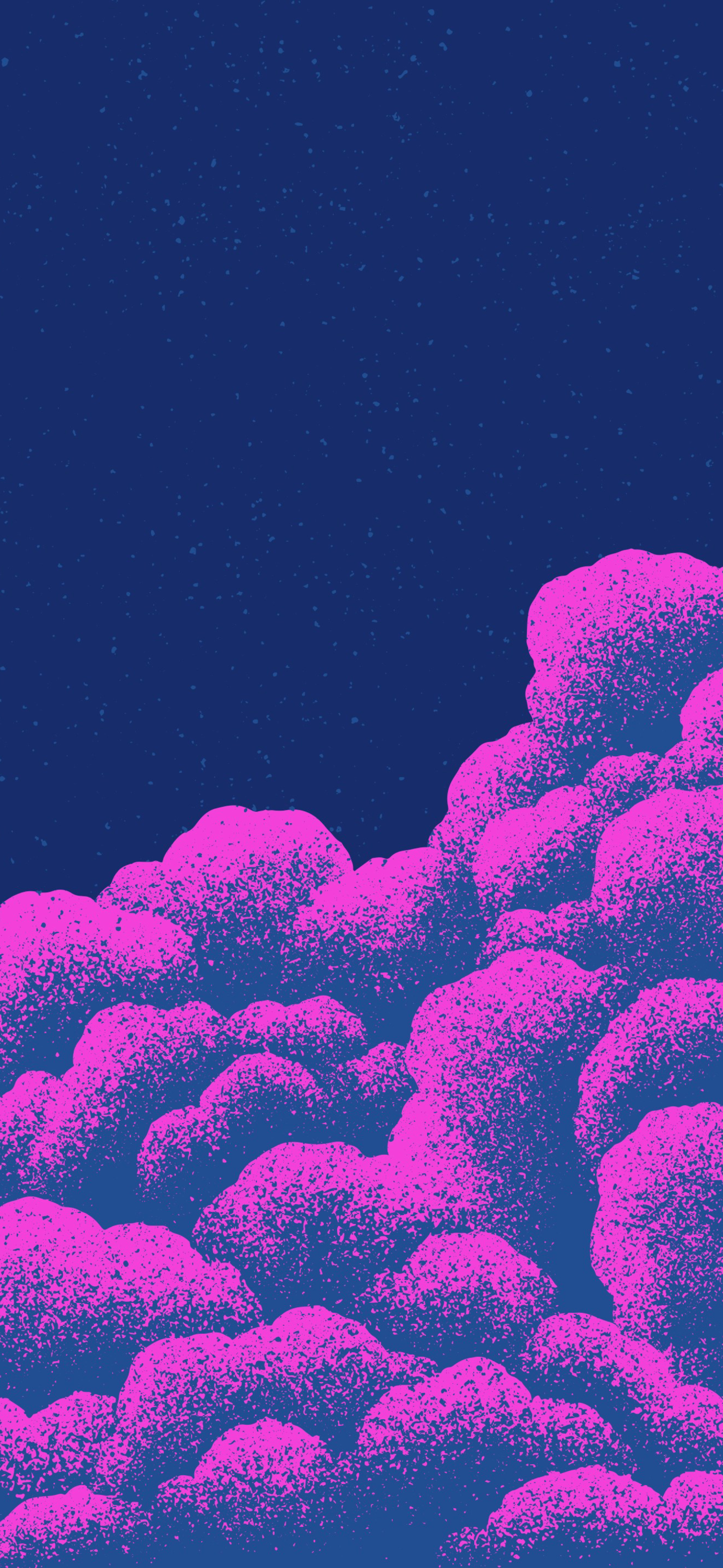 neon pink clouds dark blue night