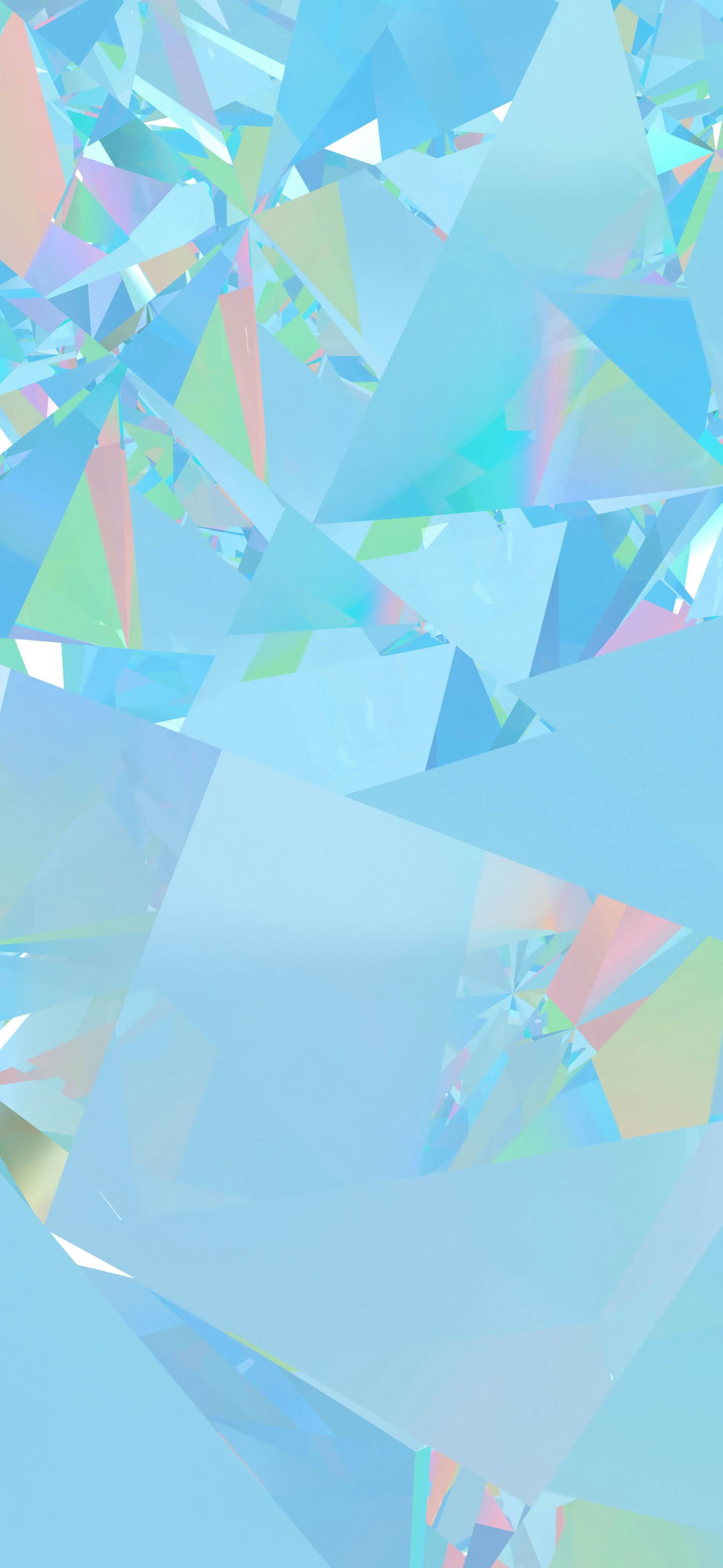 pastel blue iridescent crystal geometric