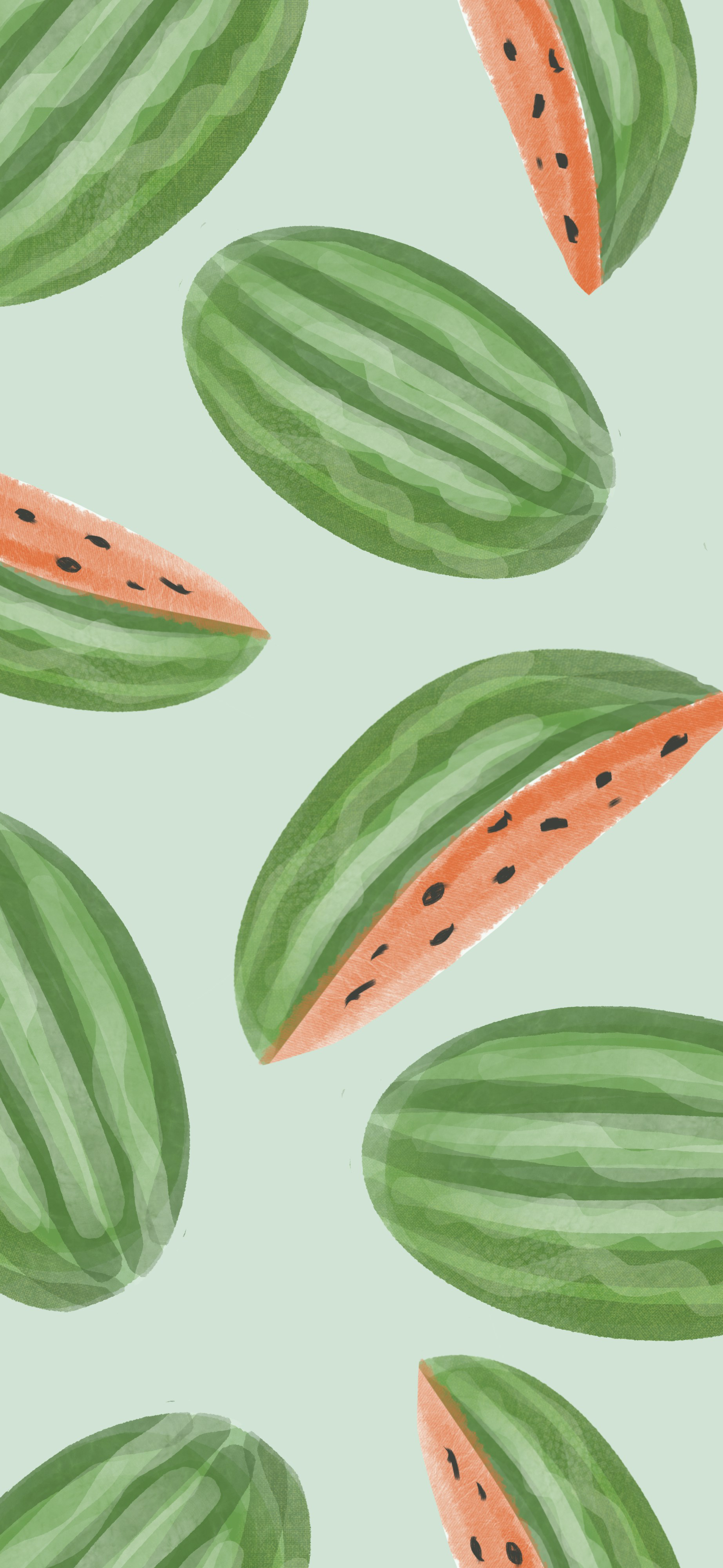 pastel green watermelon summer illustration