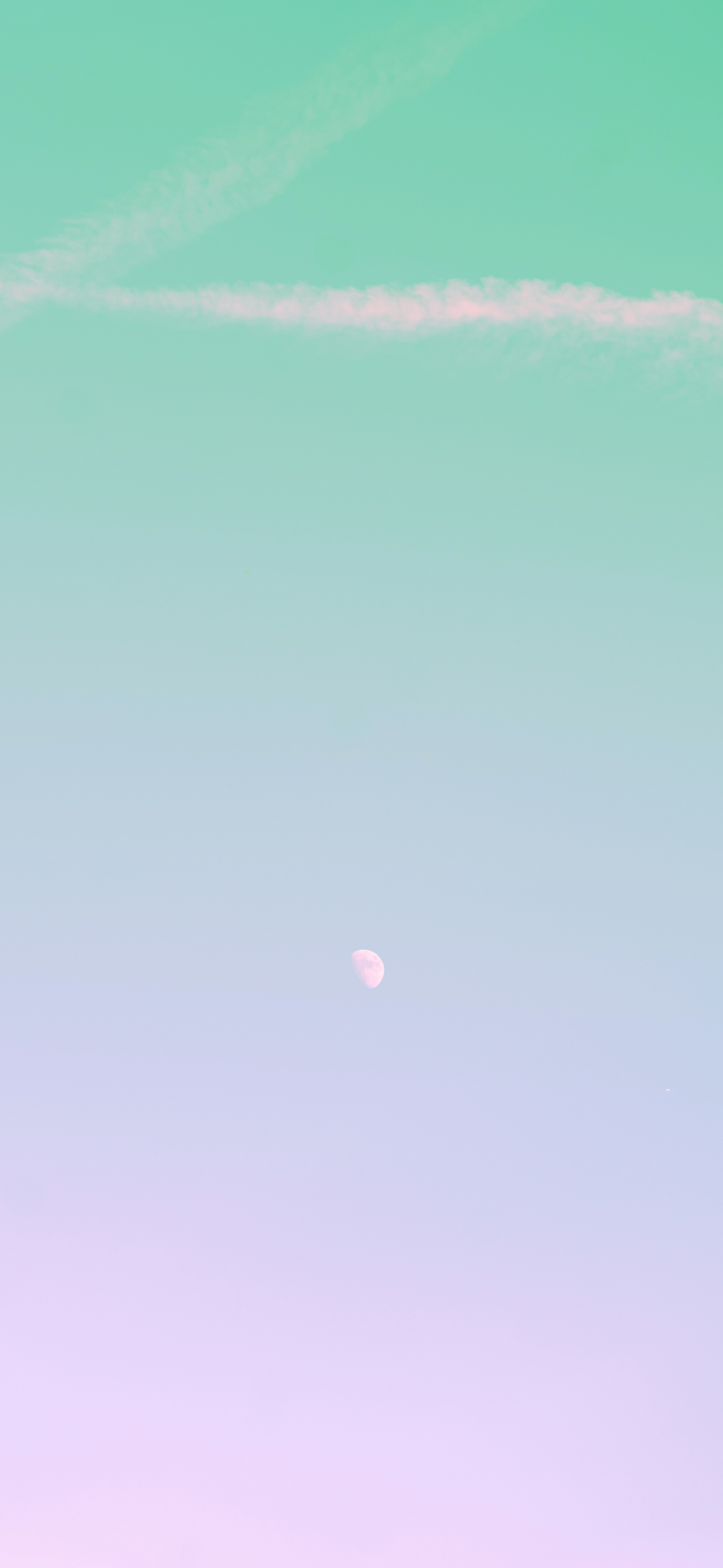 pastel mint lavender gradient moon sky
