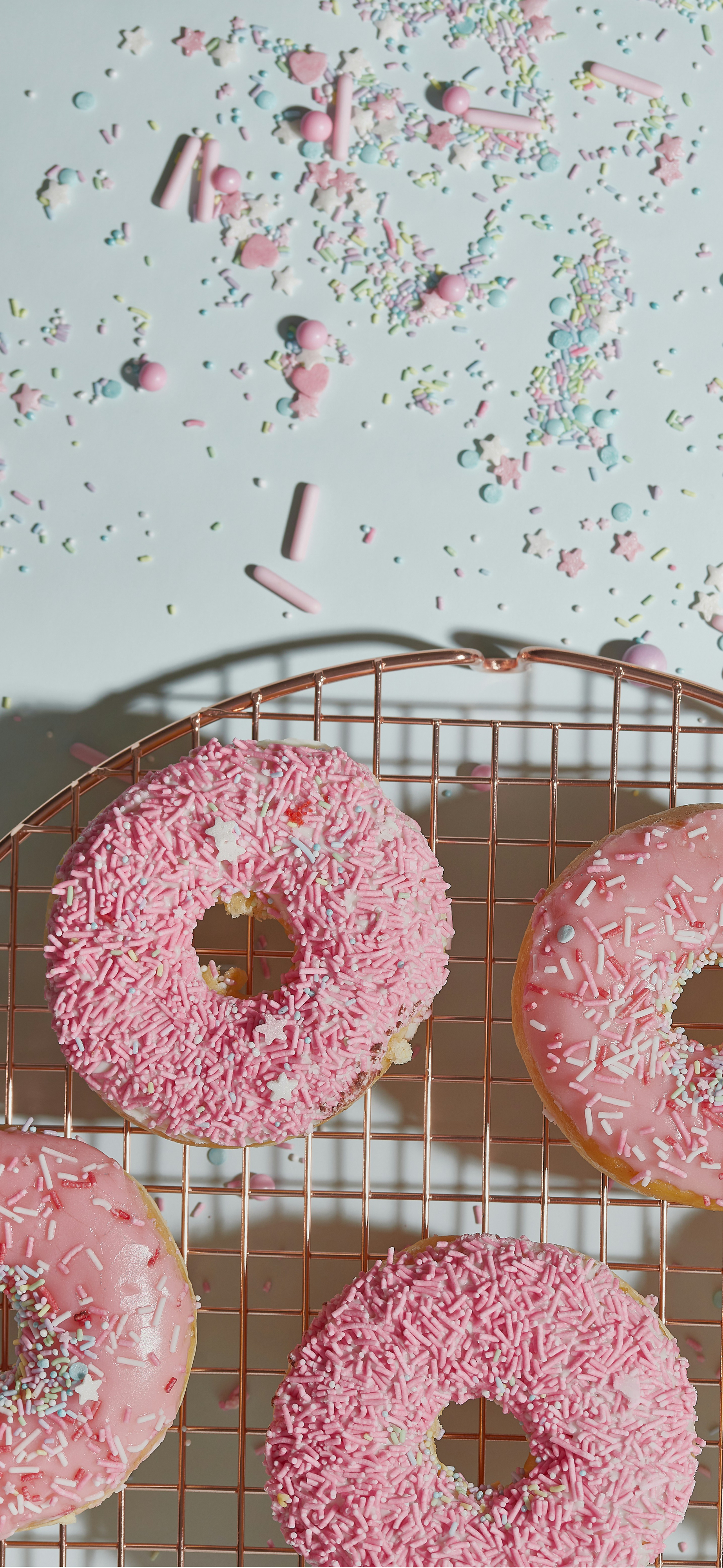 pastel pink donuts sprinkles sweet