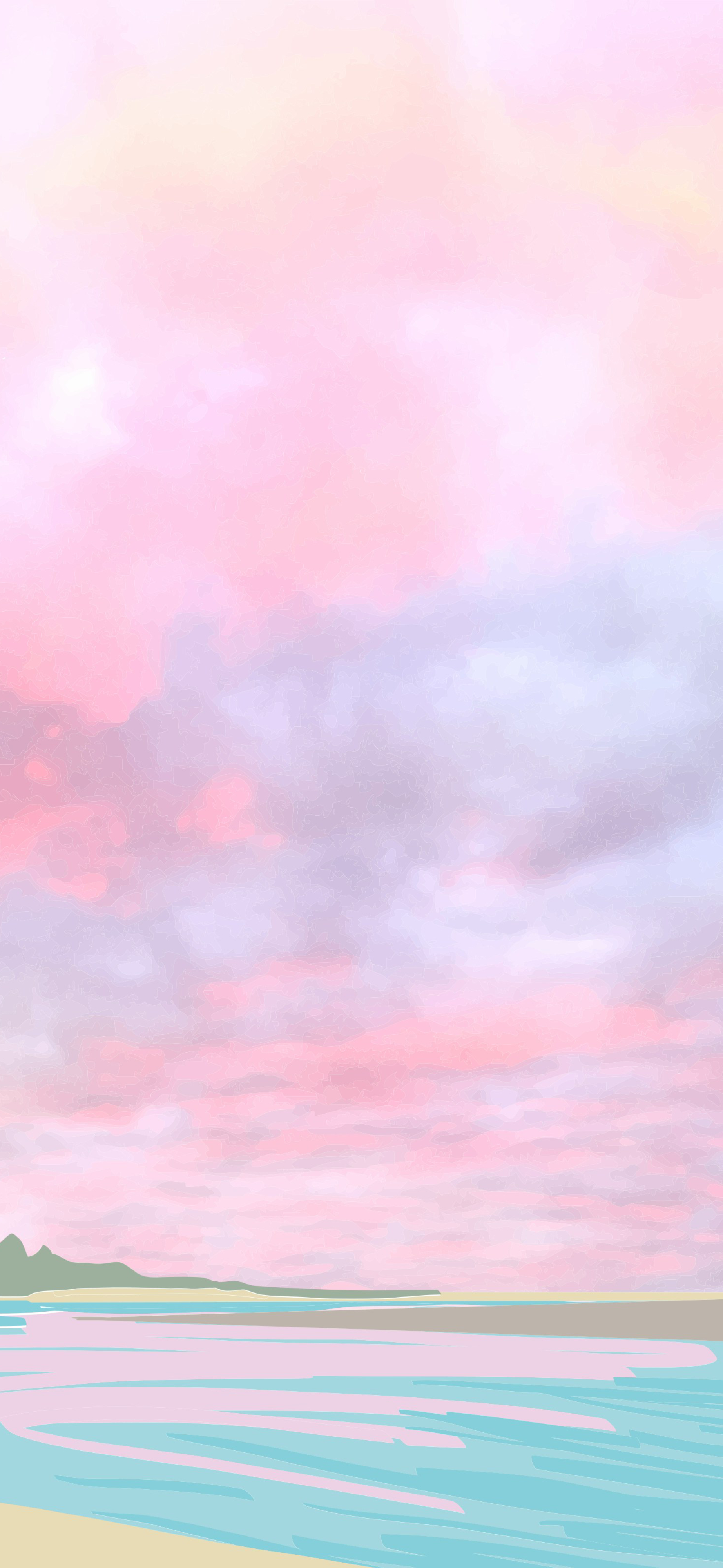 pastel pink dreamy beach sunset