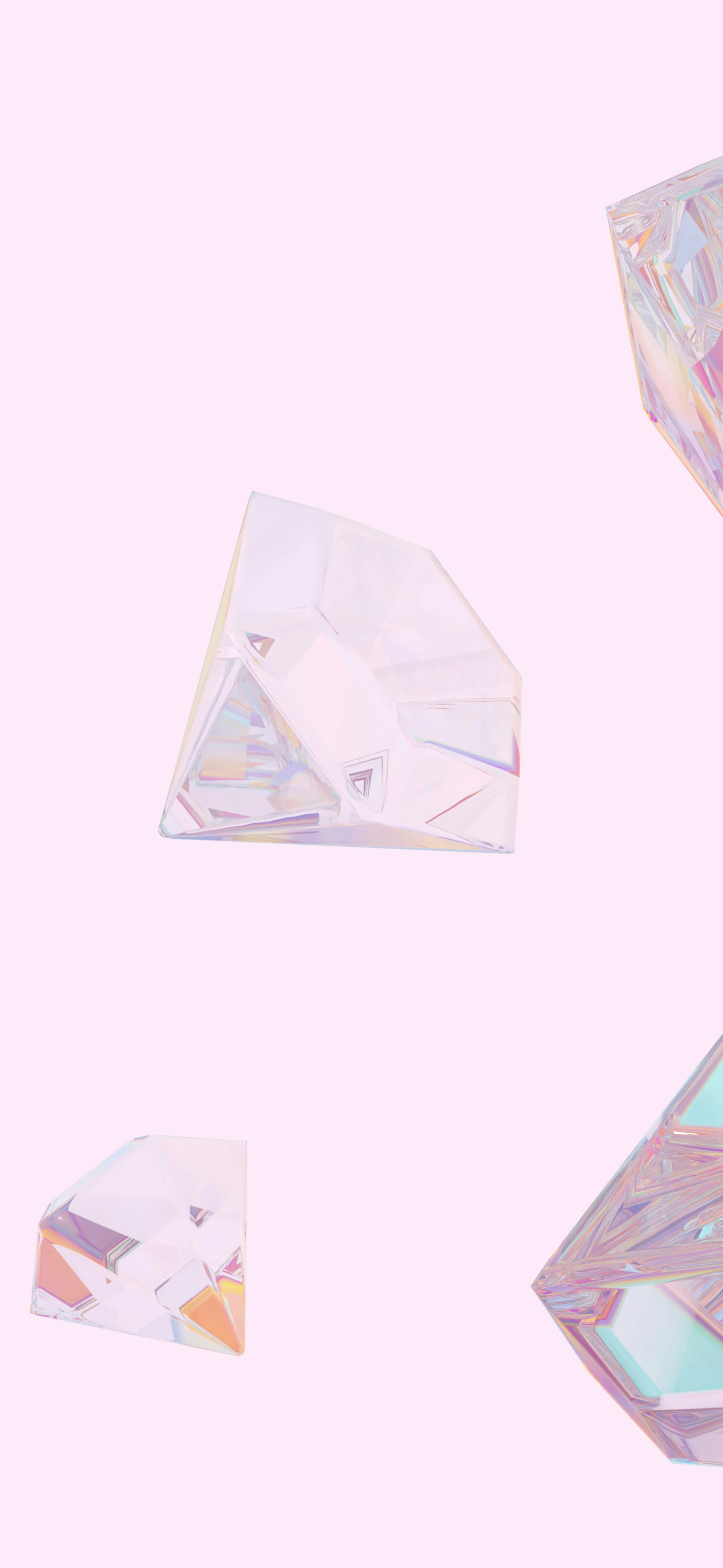 pastel pink iridescent crystal gems