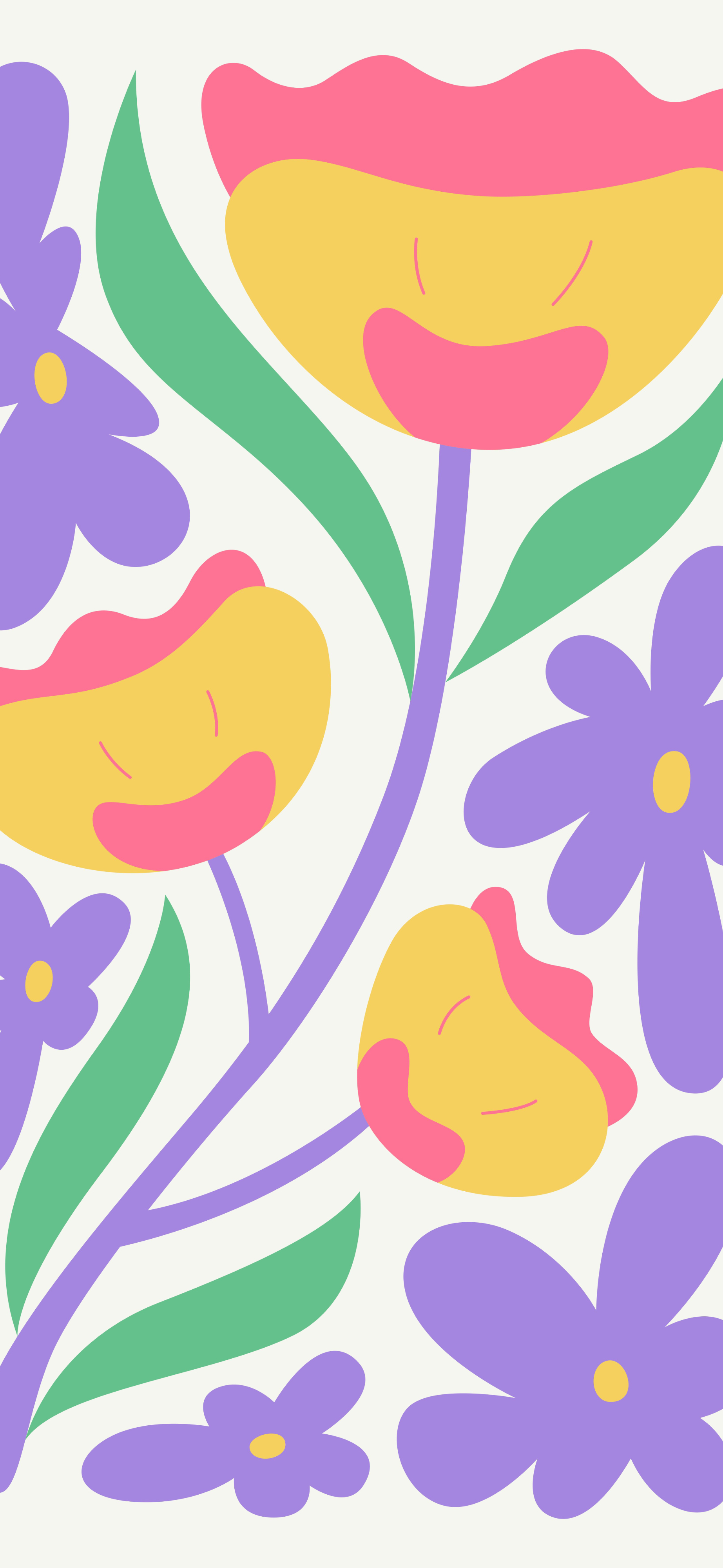 pastel purple pink yellow retro flowers