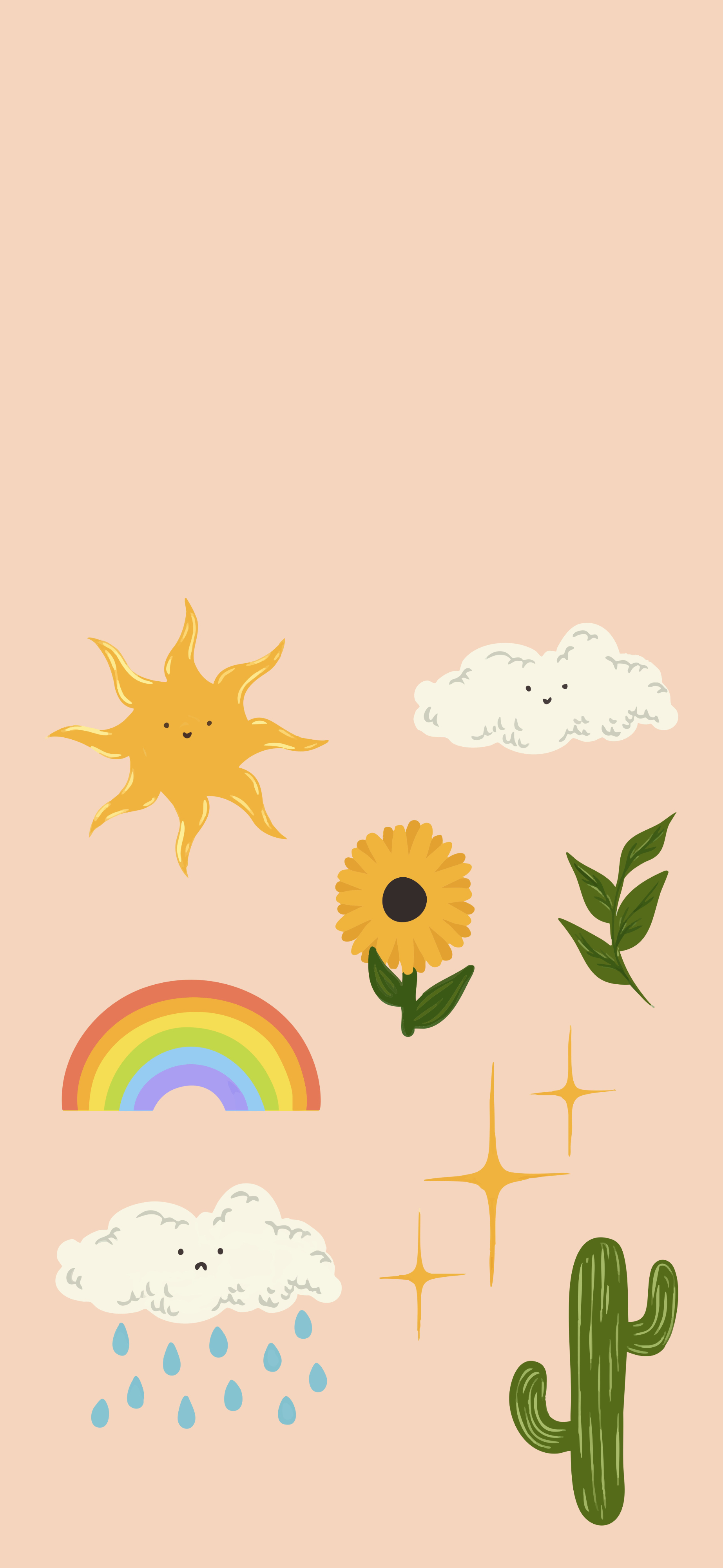 peach cute weather stickers aesthetic