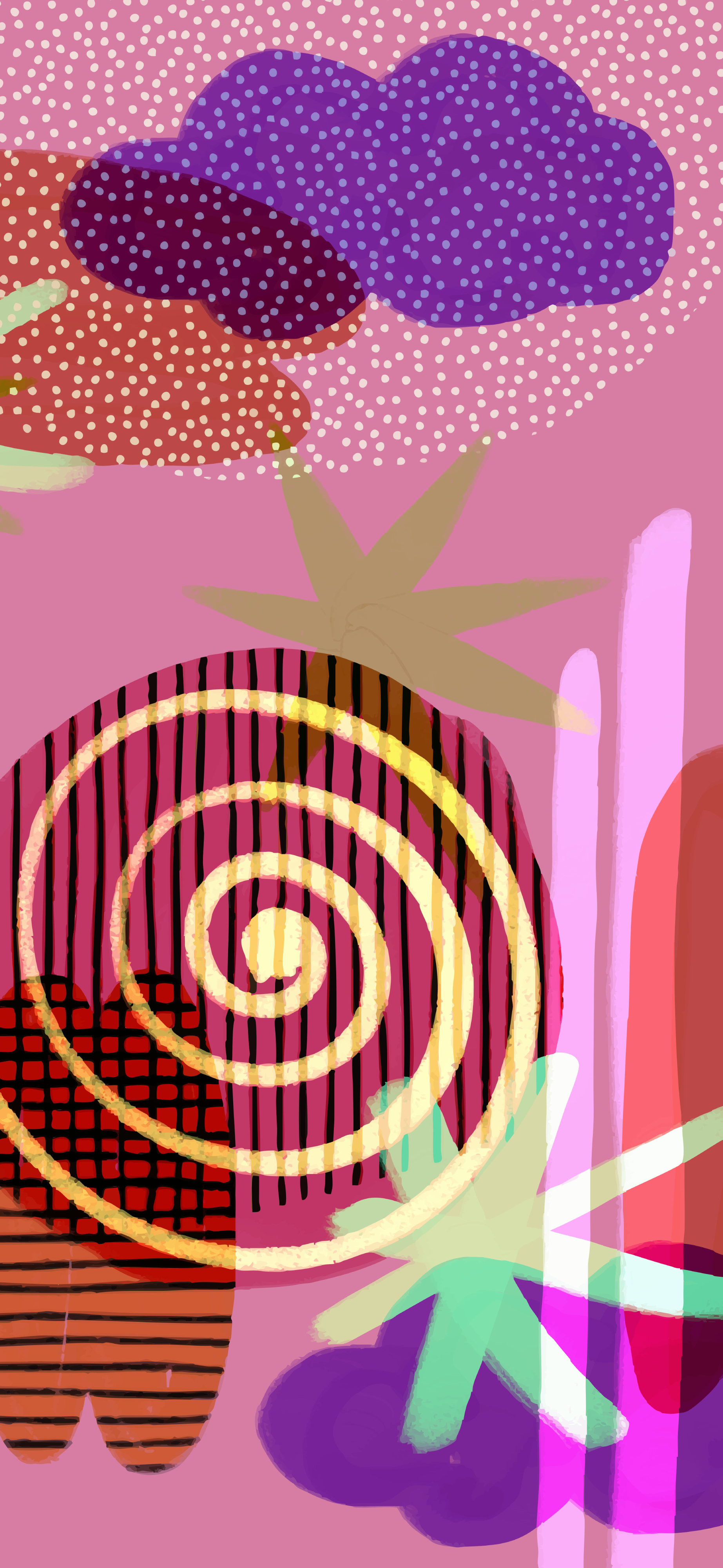 pink purple abstract collage swirl pattern