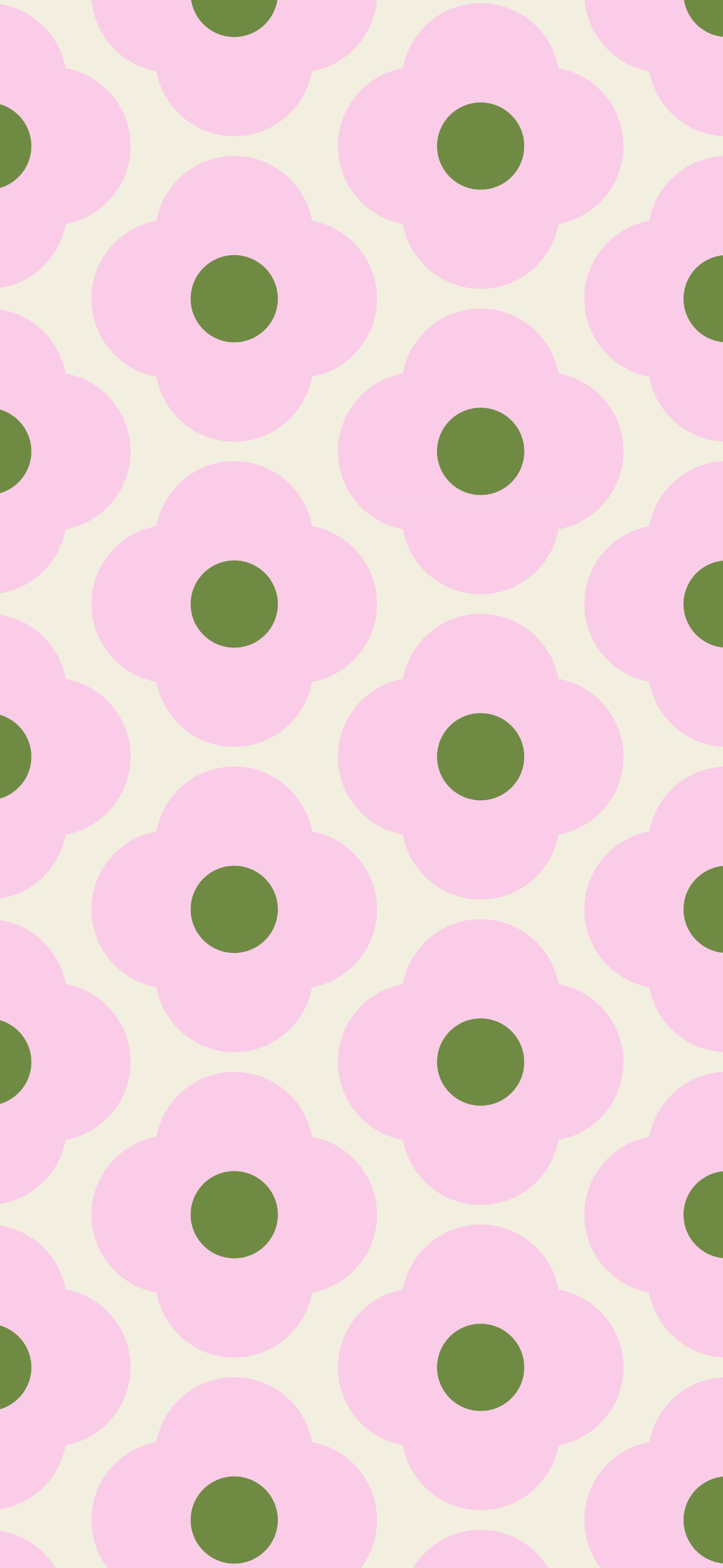 retro pink daisy green pattern