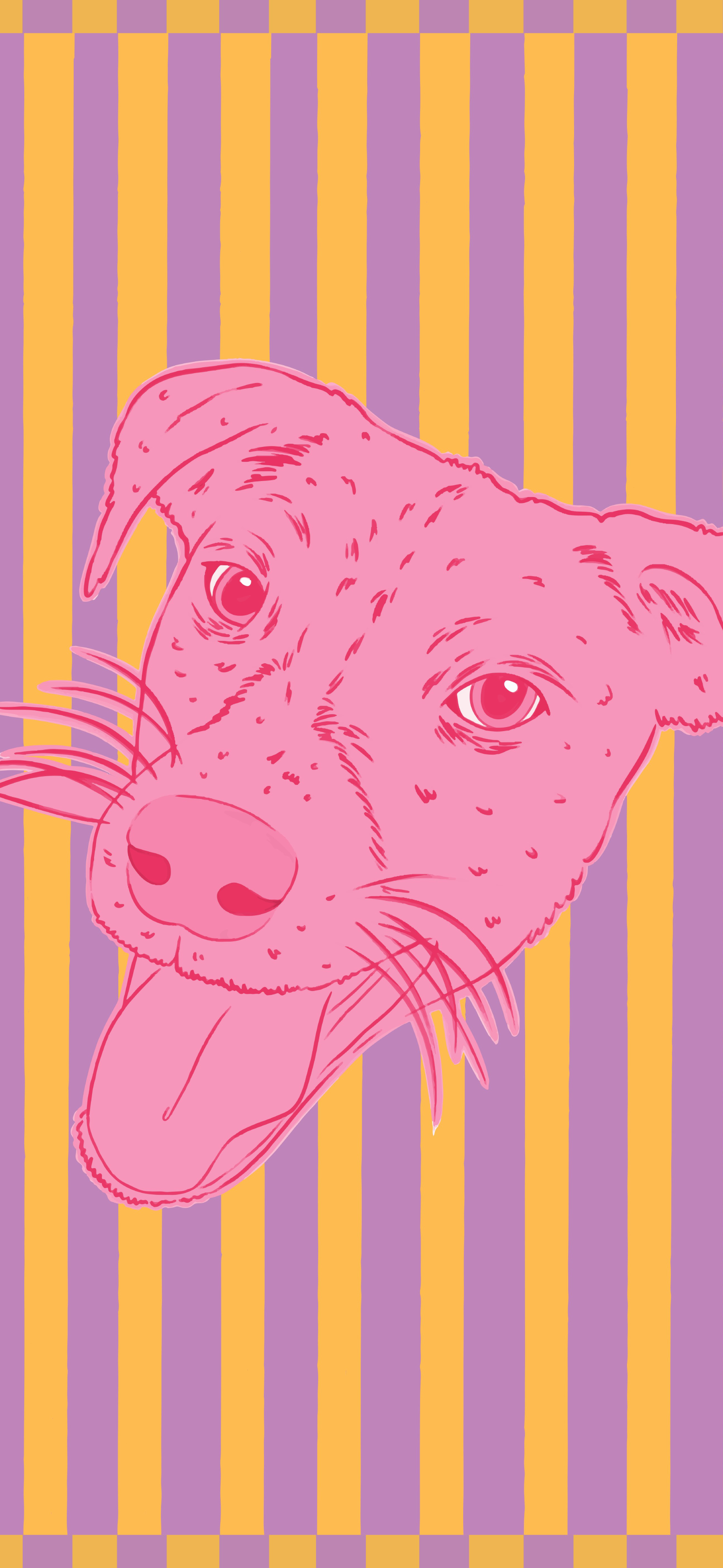 y2k pink dog purple yellow stripes